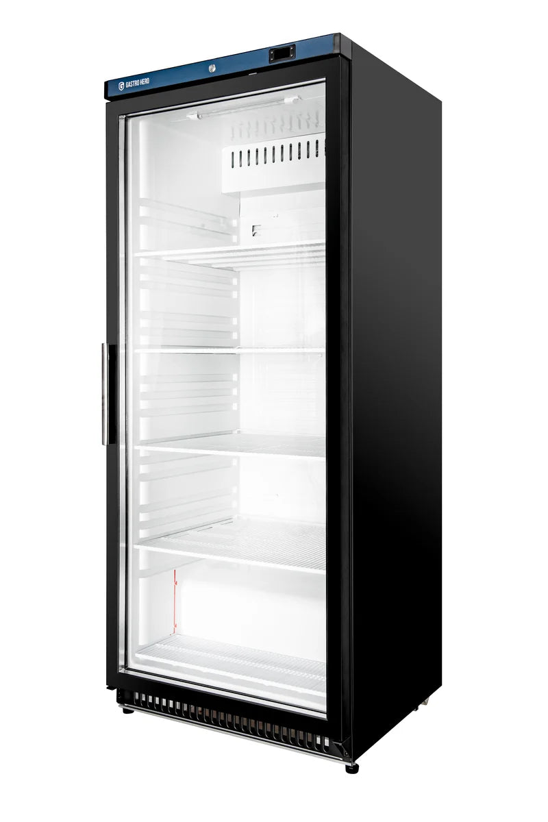 Armoire réfrigérée ECO 600 avec porte vitrée, intérieur en plastique, noir