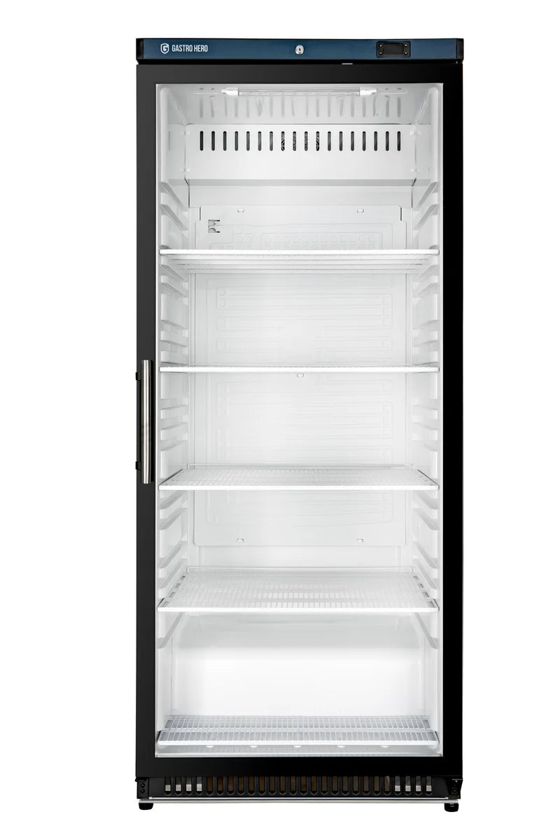 Armoire réfrigérée ECO 600 avec porte vitrée, intérieur en plastique, noir