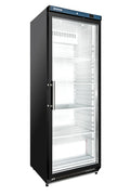 Armoire réfrigérée ECO 400 avec porte vitrée, intérieur en plastique, noir