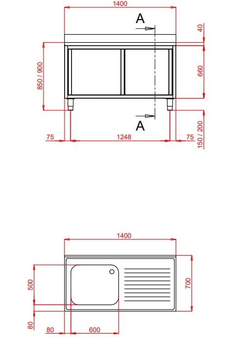 Plonge Eco 14x7 avec 1 bac à gauche