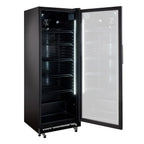 Armoire à boissons GKSE360, volume utile 360 litres, 5 Clayettes réglables, éclairage intérieur, verrouillable, noir