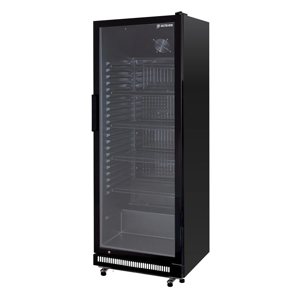 Armoire à boissons GKSE360, volume utile 360 litres, 5 Clayettes réglables, éclairage intérieur, verrouillable, noir