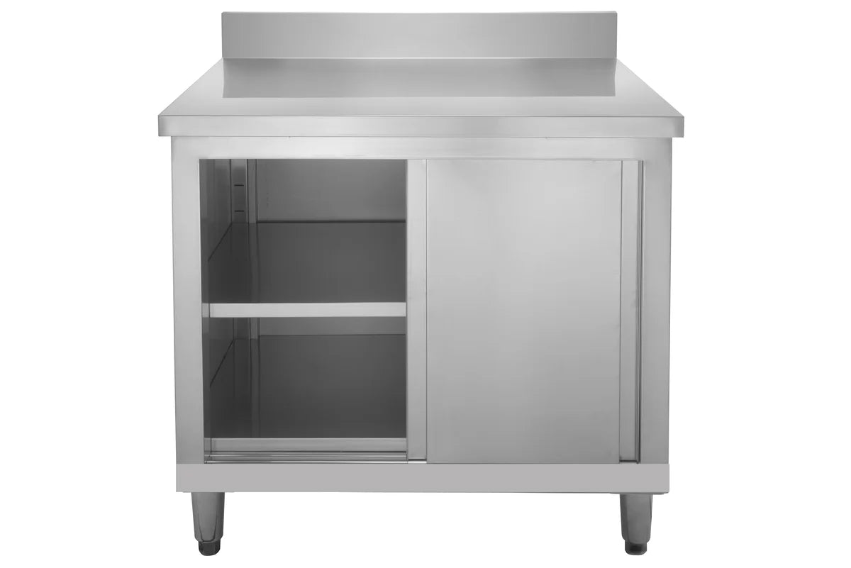 Armoire de travail en inox Basic 100x60 avec dosseret 100 mm