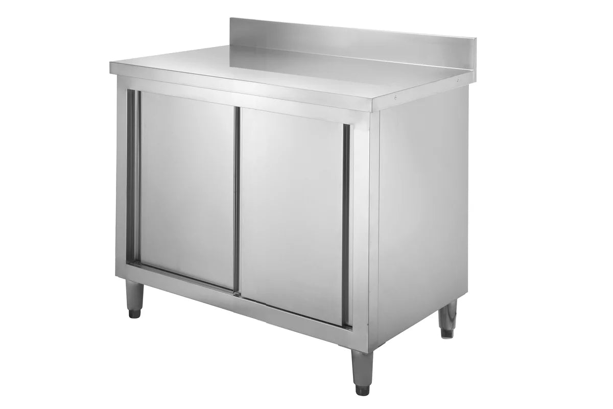 Armoire de travail en inox Basic 100x60 avec dosseret 100 mm
