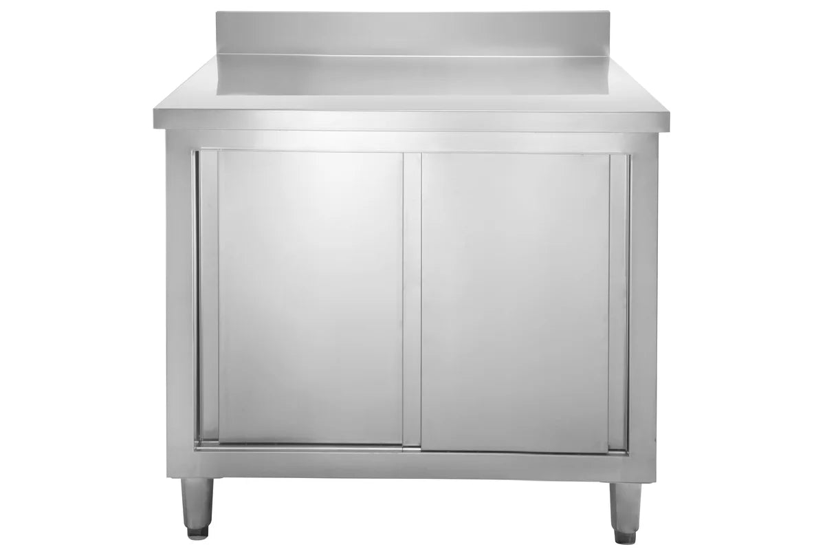 Armoire de travail en inox Basic 100x60 avec dosseret 100 mm