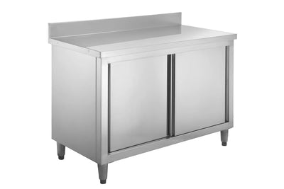
Armoire de travail en inox Basic 140x70 avec dosseret 100 mm