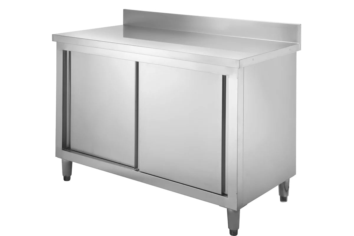 Armoire de travail en inox Basic 160x60 avec dosseret 100 mm