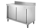 Armoire de travail en inox Basic 140x70 avec dosseret 100 mm
