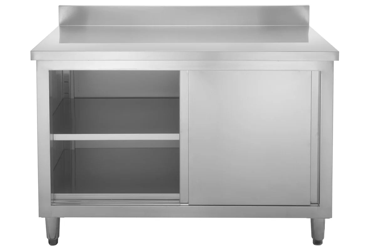 Armoire de travail en inox Basic 160x60 avec dosseret 100 mm