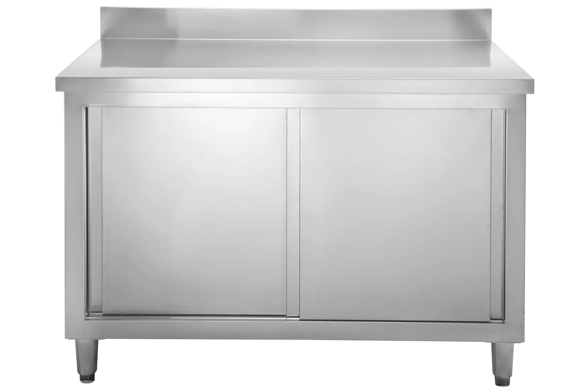 Armoire de travail en inox Basic 160x70 avec dosseret 100 mm
