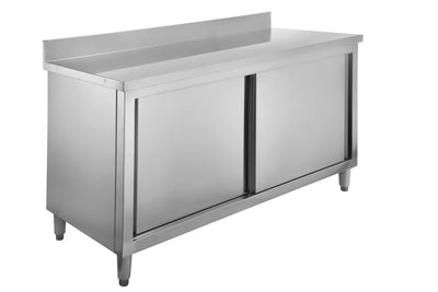 
Armoire de travail en inox Basic 200x60 avec dosseret 100 mm