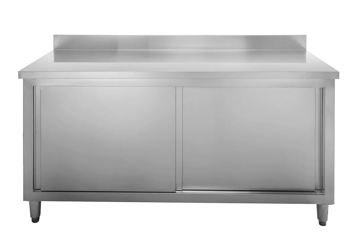 Armoire de travail en inox Basic 180x60 avec dosseret 100 mm