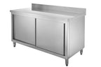 Armoire de travail en inox Basic 200x70 avec dosseret 100 mm