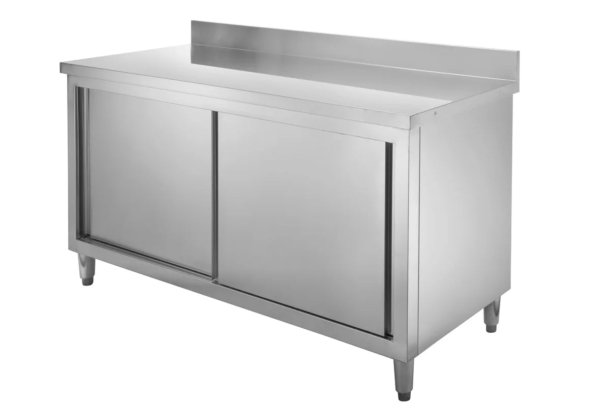 Armoire de travail en inox Basic 180x60 avec dosseret 100 mm