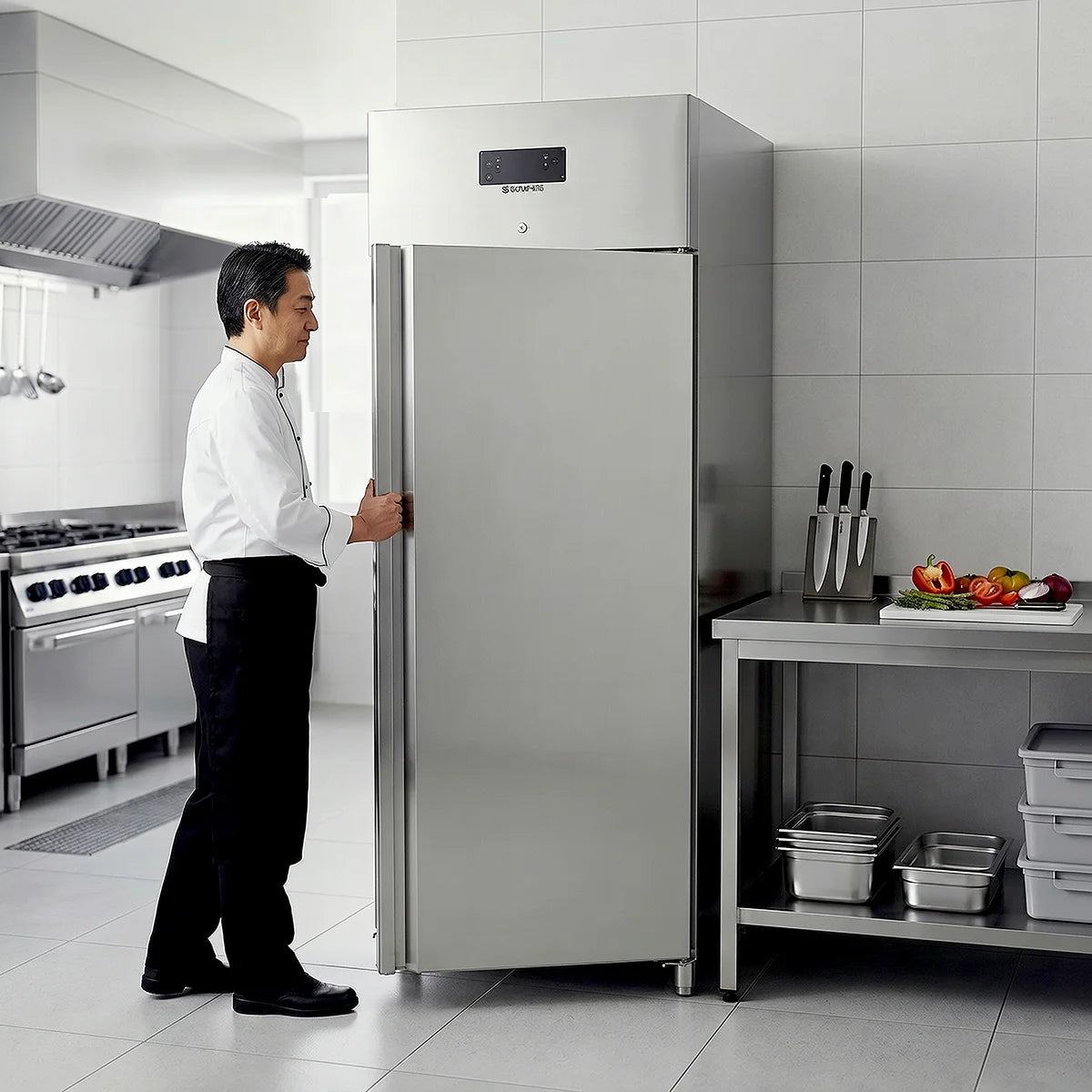 Armoire de congélation ECO 700 GN 2/1 Monobloc, volume utile 616 litres, 3 grilles réglables, construction robuste, inox