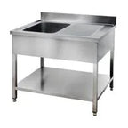 Table de lavage Basic 10x6 avec 1 cuve à gauche, dosseret et étagère inférieure