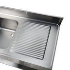 Table de lavage Basic 10x6 avec 1 cuve à gauche, dosseret et étagère inférieure