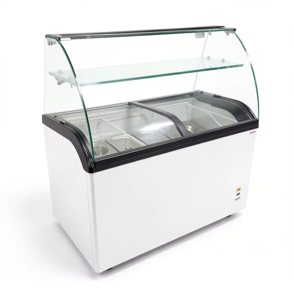 Vitrine à glace avec dessus vitré – 6 x 5 L – 273 L – bacs à glace inclus
