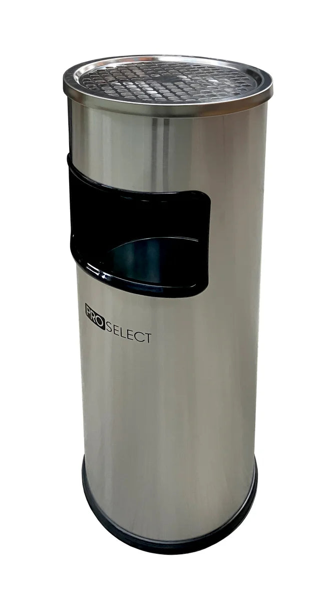 Cendrier sur pied avec poubelle - 30 litres - Inox