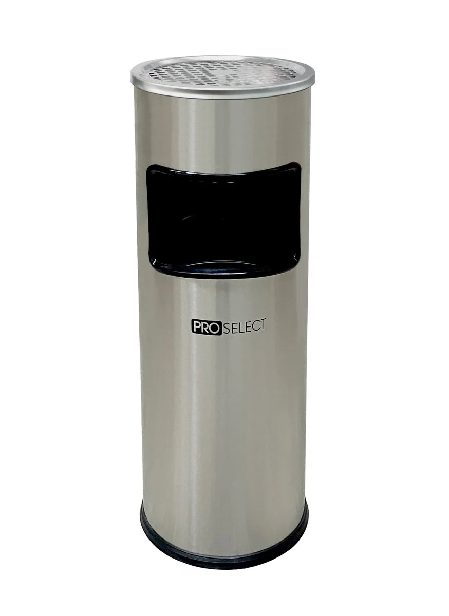 Cendrier sur pied avec poubelle - 30 litres - Inox