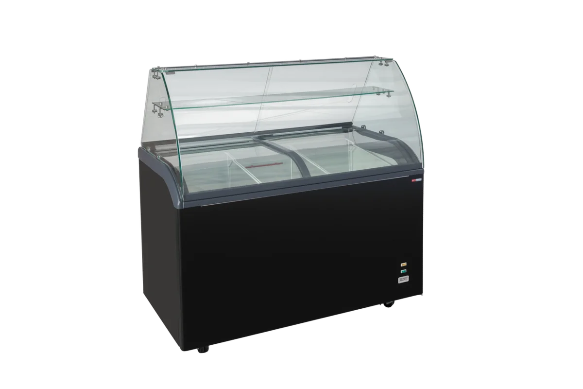 Vitrine à glace avec couvercle coulissant en verre – 9 x 5 L – 278 L – noire