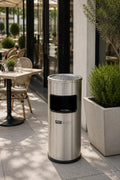 Cendrier sur pied avec poubelle - 30 litres - Inox