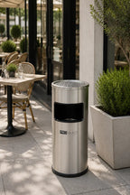 Cendrier sur pied avec poubelle - 30 litres - Inox
