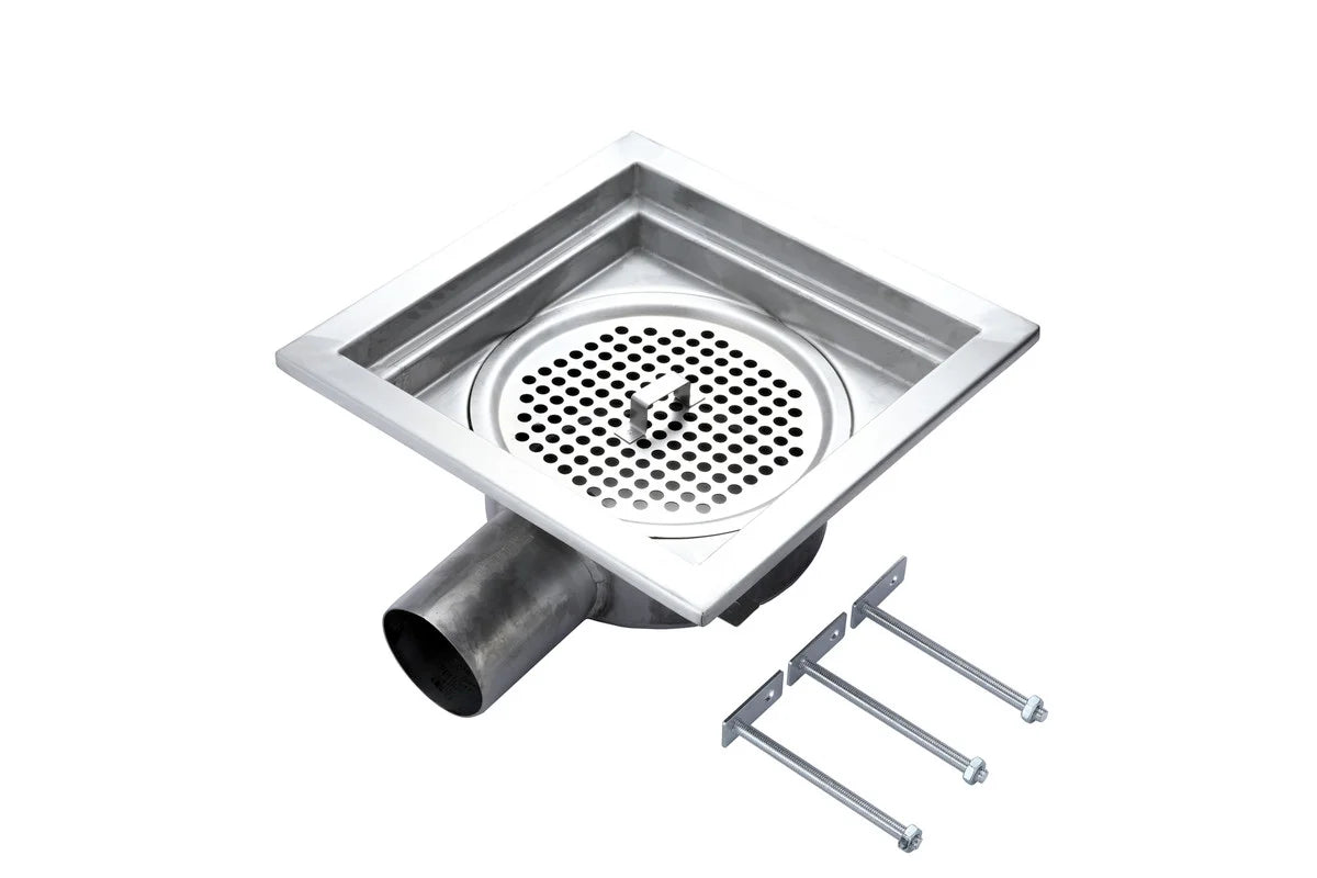 Caniveau de sol en inox - 300 x 300 x 131 mm