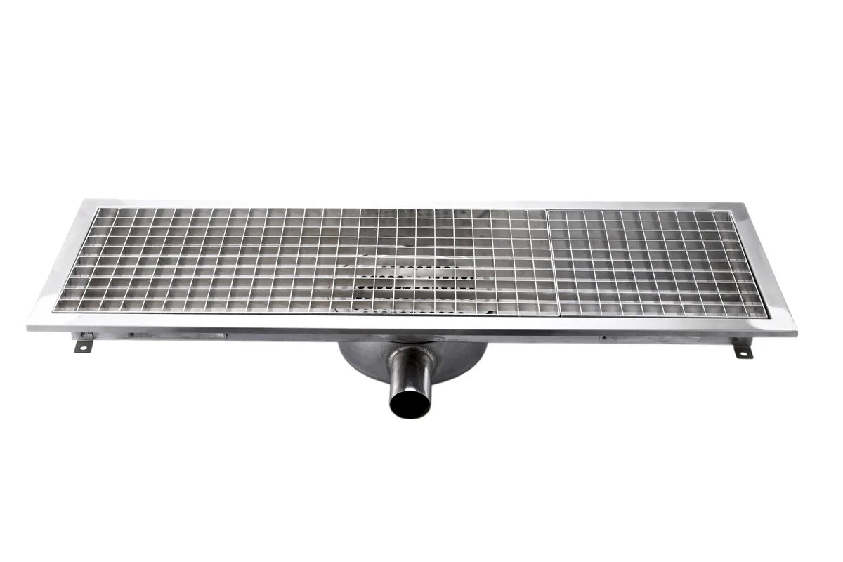 Caniveau de sol en inox - 900 x 300 x 133 mm