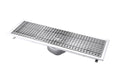 Caniveau de sol en inox - sortie verticale - 900 x 300 x 180 mm