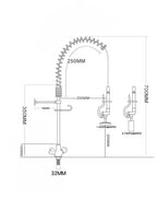 Douchette professionnelle monotrou avec mitigeur - 700 mm