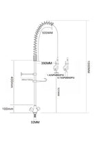 Douchette professionnelle monotrou avec mitigeur - 1.000 mm