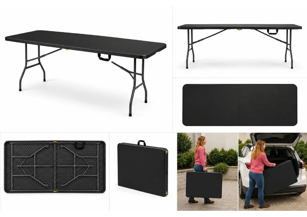 Table pliante - 1.800 x 740 x 740 mm - Noire