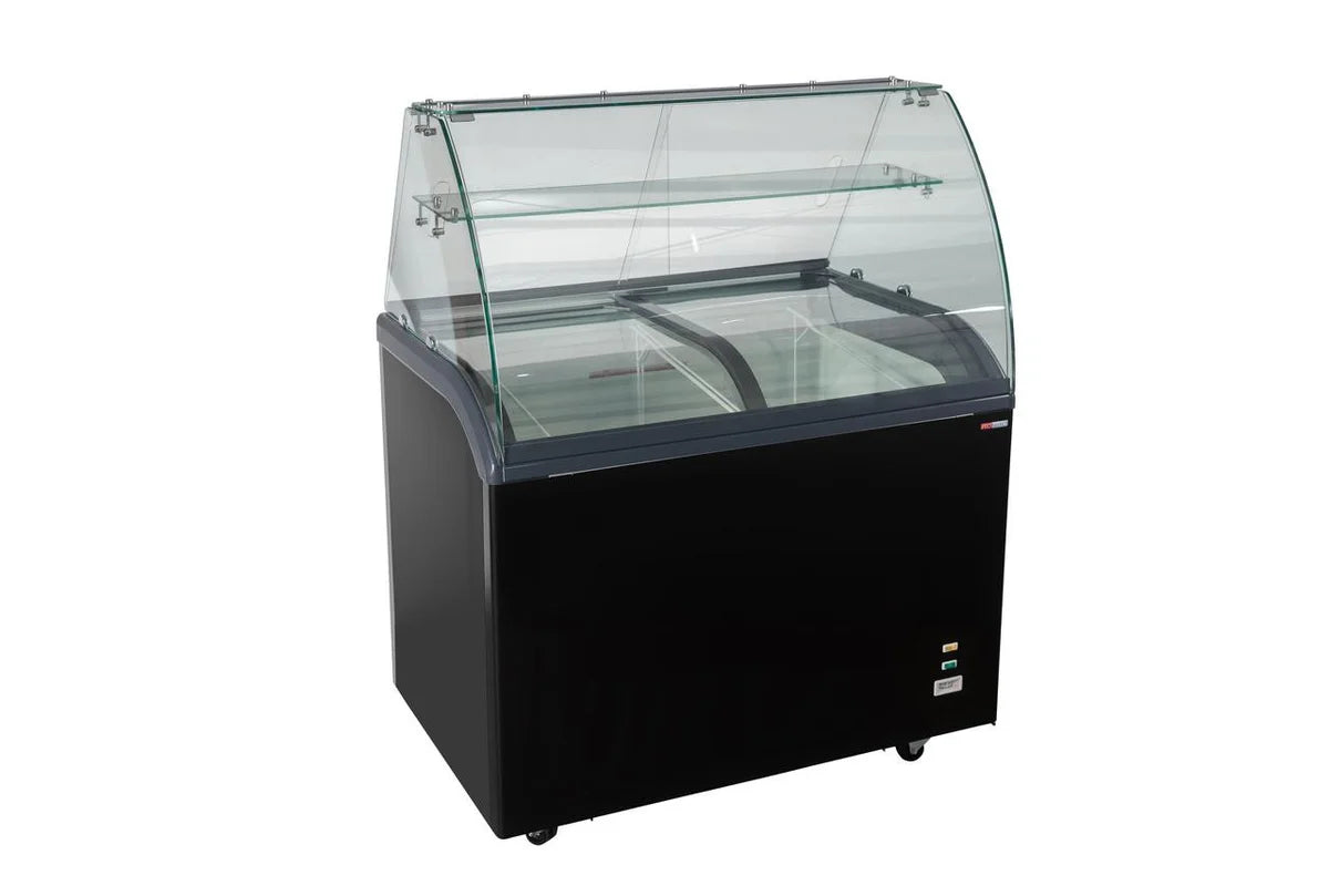 Vitrine à glace avec couvercle coulissant en verre – 6 x 5 L – 273 L – noire