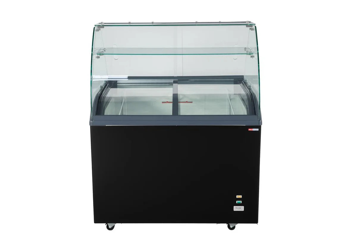 Vitrine à glace avec couvercle coulissant en verre – 6 x 5 L – 273 L – noire