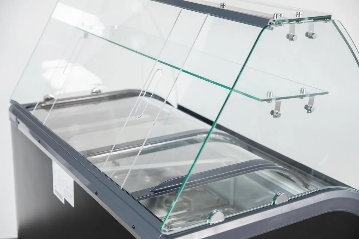 Vitrine à glace avec couvercle coulissant en verre – 6 x 5 L – 273 L – noire