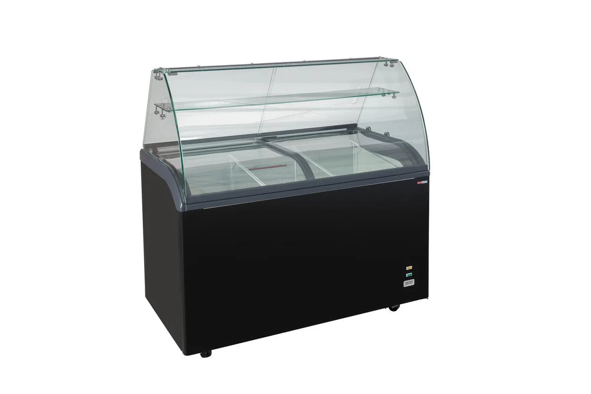 Vitrine à glace avec couvercle coulissant en verre – 9 x 5 L – 278 L – noire
