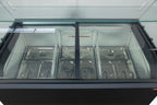 Vitrine à glace avec couvercle coulissant en verre – 9 x 5 L – 278 L – noire