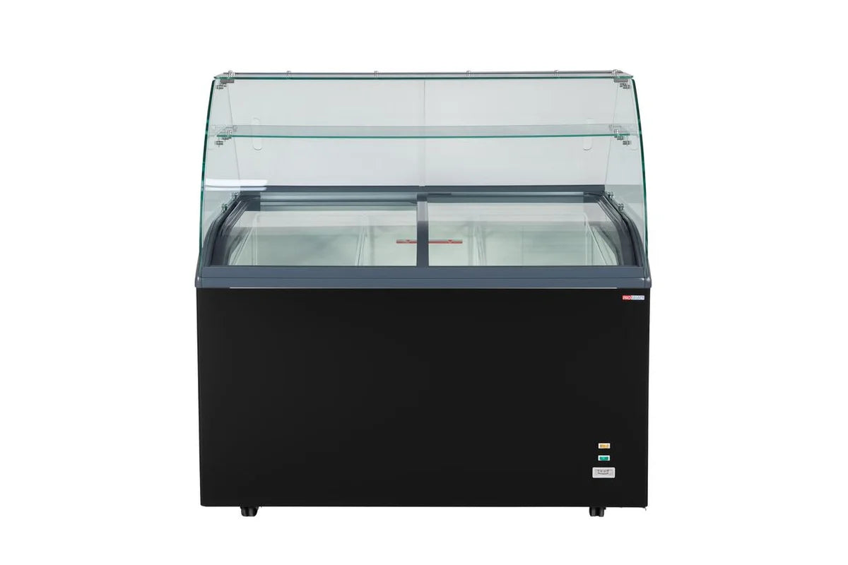 Vitrine à glace avec couvercle coulissant en verre – 9 x 5 L – 278 L – noire