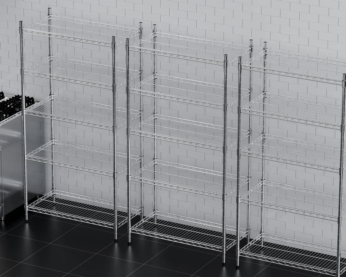 Rayonnage – chromé – 5 niveaux – 910 x 455 x 1810 mm