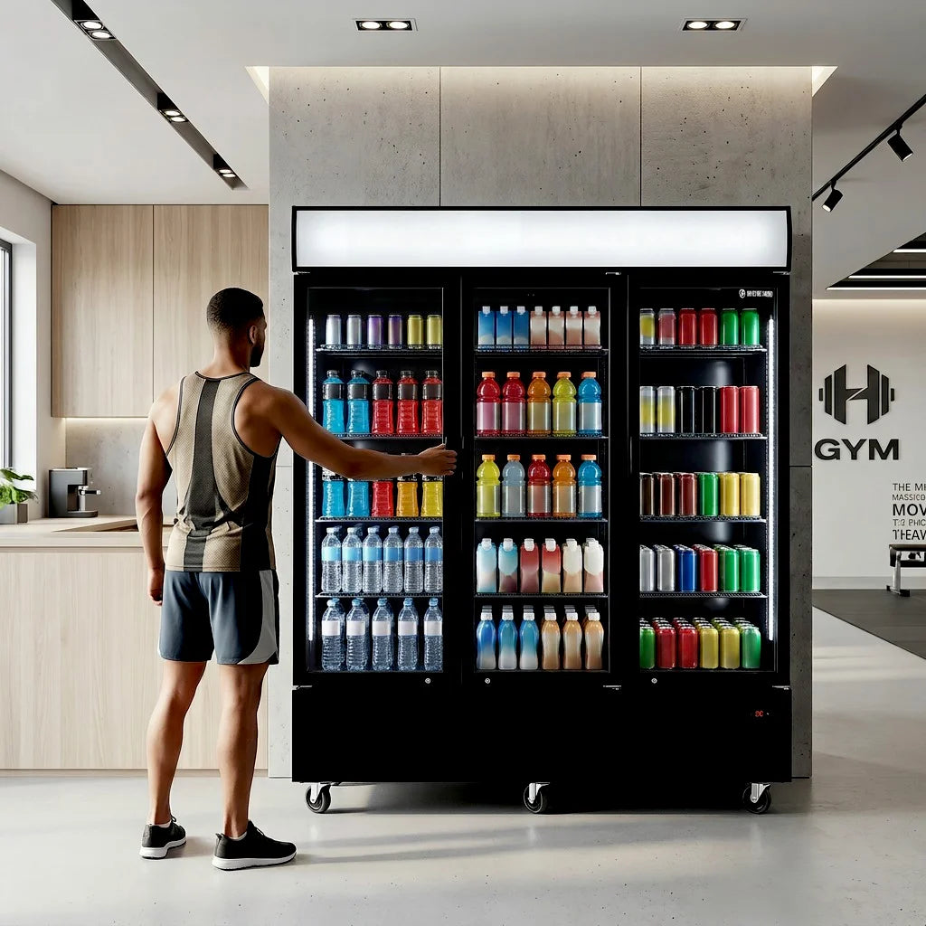 Armoire à boissons ECO 1500 avec portes battantes et fronton lumineux