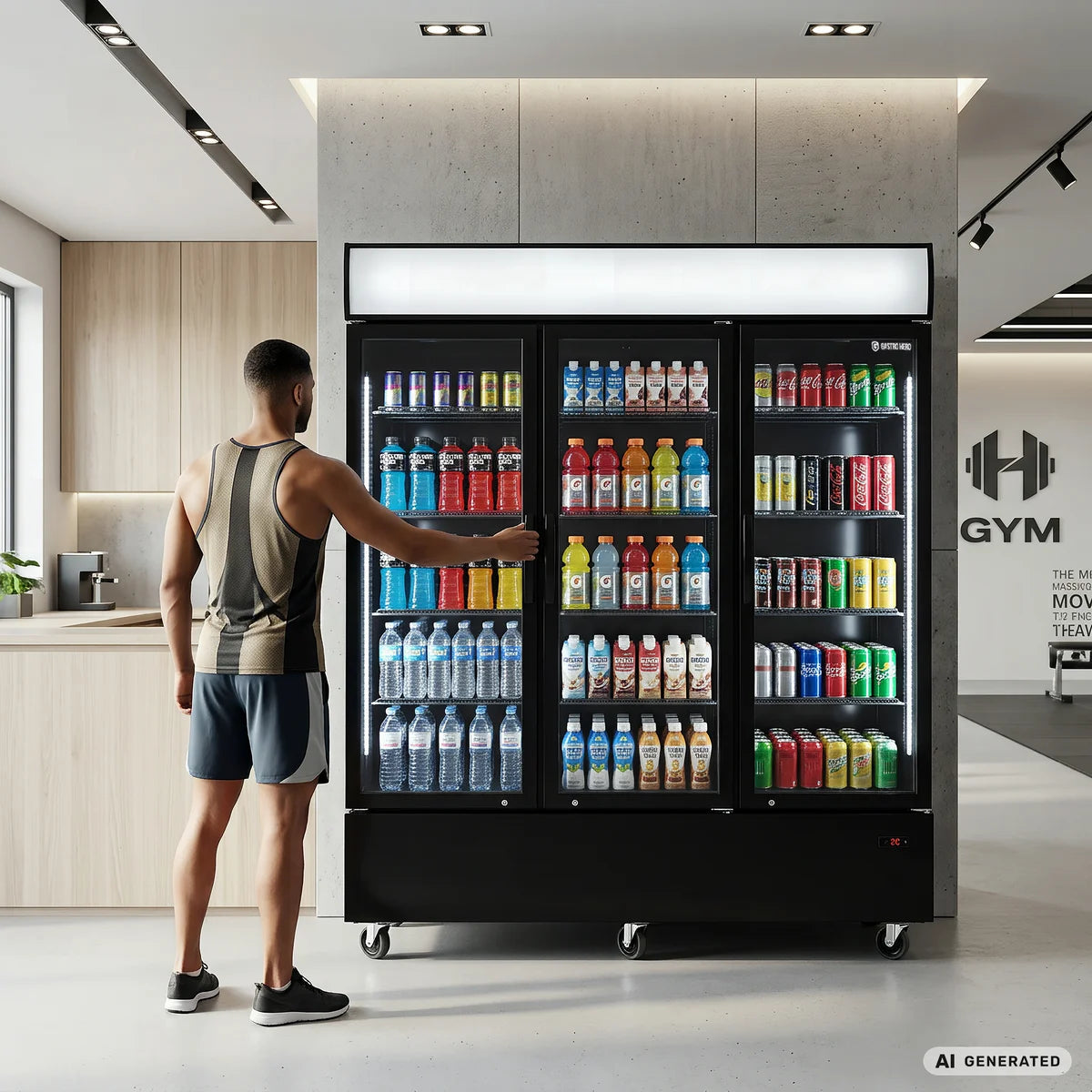 Armoire à boissons ECO 1500 avec portes battantes et fronton lumineux