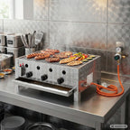 grill à gaz avec 3 brûleurs 10 kW, 650 x 570 x 270 mm
