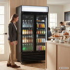 Armoire à boissons ECO 630 avec enseigne lumineuse et portes battantes