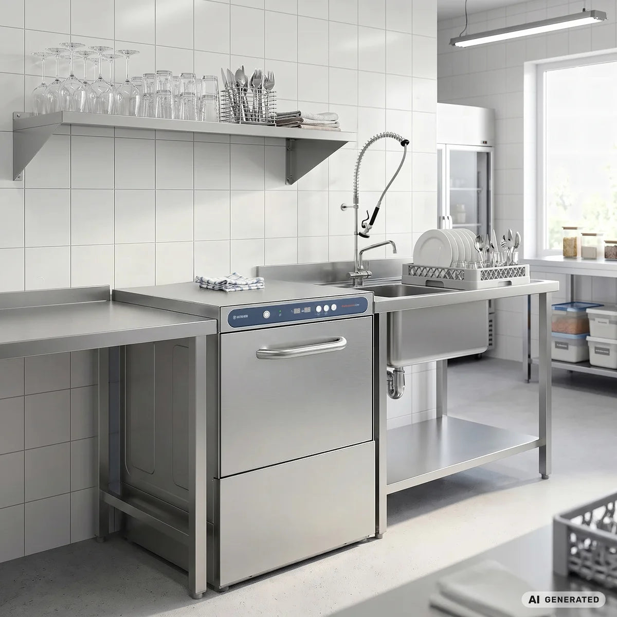 Lave-vaisselle PROFI Digital 50 SLE panier 50x50 cm, avec doseur de détergent & de produit de rinçage, avec pompe de vidange & adoucisseur, Fabriqué en Europe, 230 V