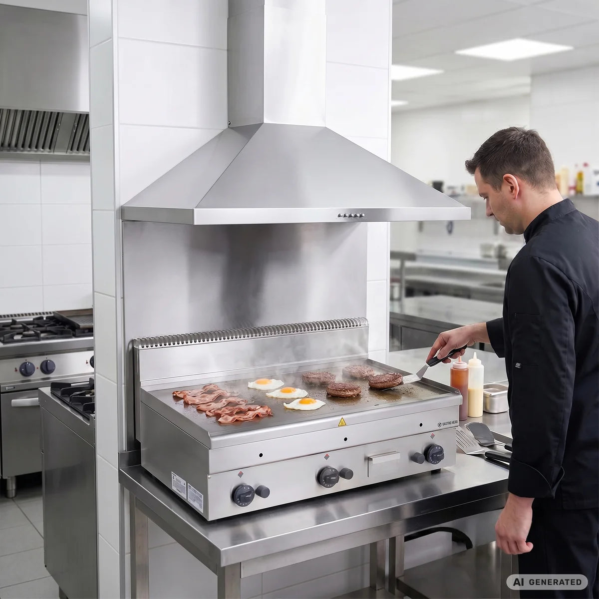 Plaque grill gaz Série 600 - 100/60 - lisse - appareil de table - 15,3 kW