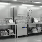 Lave-vaisselle à capot HYPRO Digital 54 SL 50x50 cm (dimensions du panier), avec doseur de détergent et de produit de rinçage, avec pompe de vidange, pompe de surpression, Fabriqué en Europe, 400 Volt