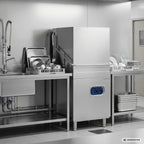 Lave-vaisselle à capot ECO 50x50 cm, avec doseur de détergent et de liquide de rinçage, avec pompe de vidange, fabriqué en Europe, 400 V