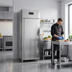 Armoire réfrigérée professionnelle ECO 700 GN 2/1 monobloc, volume de réfrigération 616 litres, 3 clayettes réglables, construction robuste, inox