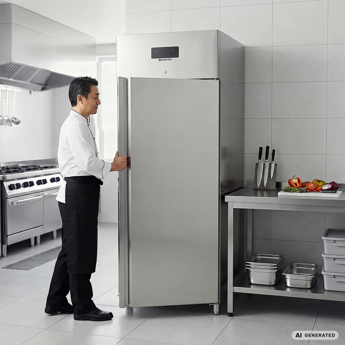 Armoire de congélation ECO 700 GN 2/1 Monobloc, volume utile 616 litres, 3 grilles réglables, construction robuste, inox